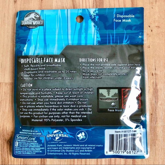 3/$15 NEW Kids Face Mask Jurassic World UNISEX - Picture 2 of 11